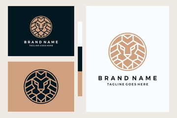Lion geometric logo design vector template