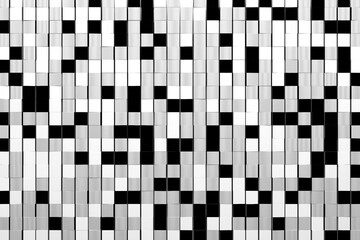 3d illustration of rows of  black, white and gray   squares .Set of cubes on monocrome background, pattern. Geometry  background