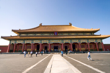 Fototapeta premium Forbidden Museum in Beijing, China, is one of the largest and most complete preserved wooden buildings in the world. It was listed as a World Cultural Heritage Site in 1987.