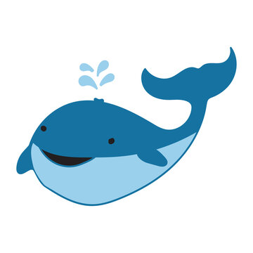 cute whale hand drawn vector illustration design element