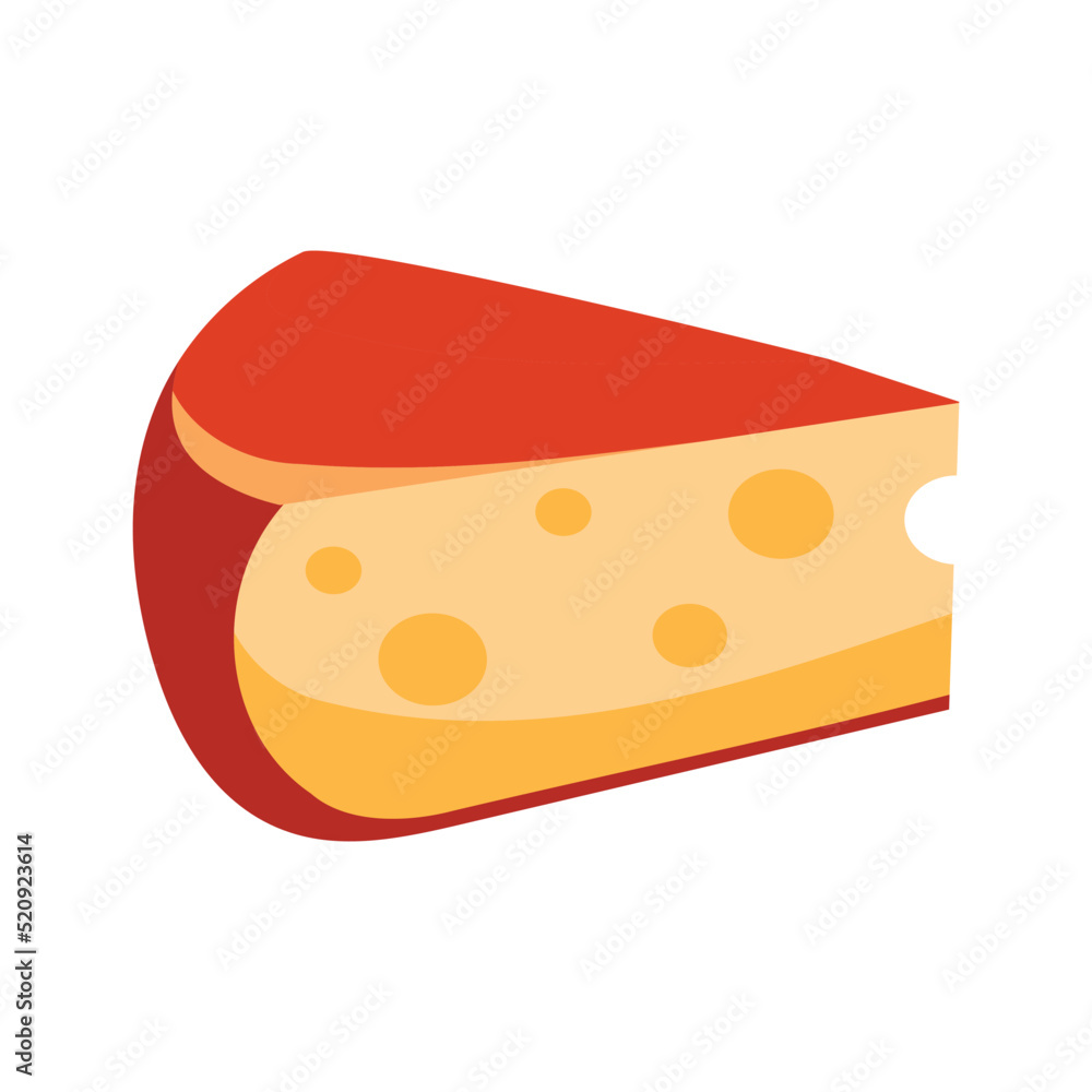 Poster slice of cheese semi flat color vector object. cut piece. food portion. full sized item on white. he