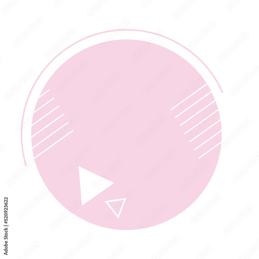 Poster pink circle with stripes and triangles semi flat color vector element. full sized item on white. abs