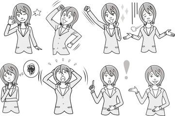 Naklejka premium 女性社員のポーズ集