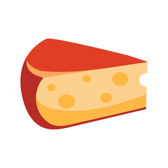 Slice of cheese semi flat color vector object. Cut piece. Food portion. Full sized item on white. Healthy nourishment simple cartoon style illustration for web graphic design and animation
