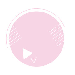 Pink circle with stripes and triangles semi flat color vector element. Full sized item on white. Abstract composition simple cartoon style illustration for web graphic design and animation