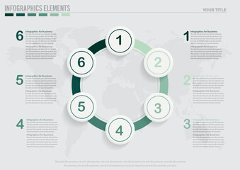 6 circles infographic.Template for cycle diagram, graph, presentation and round chart. Business concept with 6 options, parts, steps or processes. Stroke icons. - Vector