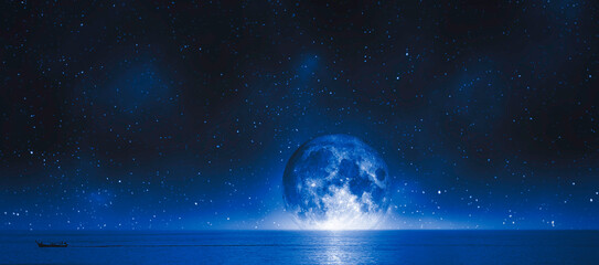 sea and full moon at nightscape .web banner