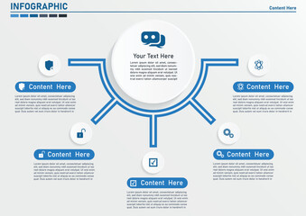 Infographic design template with place for your data.Simple concept for strategy process diagram with five steps