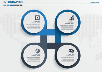 Infographic template design, infographic element.4 step infographic.Template with 4 circles can be used for workflow layout, diagram, chart, number options, web design