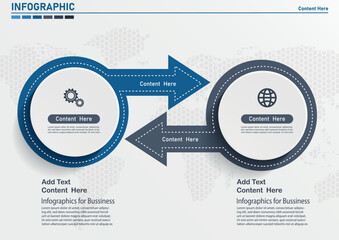 2 circles infographic element. Arrow Infographic circle chart.