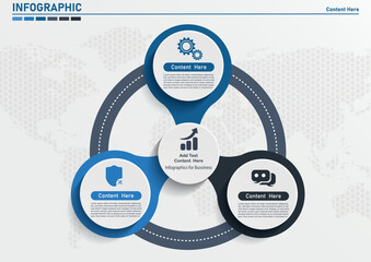 3 circle.Three Circles Cycle Slide Template Business Infographic design.Minimalistic diagram, chart, graph with 3 steps