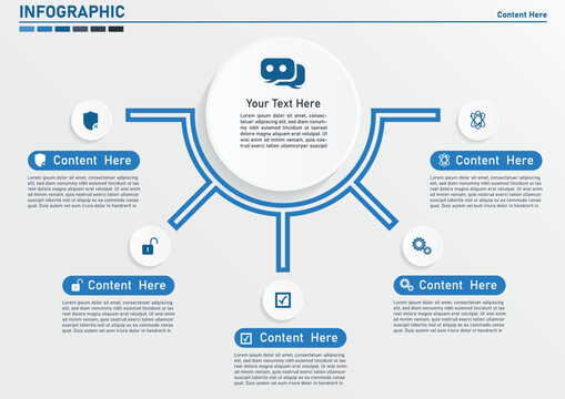 Infographic design template with place for your data.Simple concept for strategy process diagram with five steps