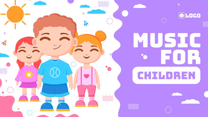 children  Flat Vector Template 