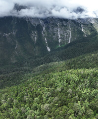 Aerial view of mountains and forest in Yunnan province, China