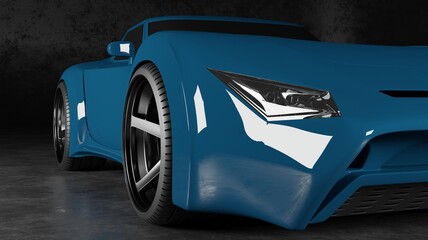Front view sport car coupe concept model 3D rendering automotive unbranded vehicle wallpaper backgrounds