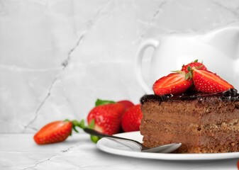 Tasty sweet fresh cake, food concept