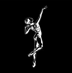 Fototapeta na wymiar black and white dancing silhouettes