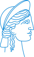 Bust of female character, woman in profile vector