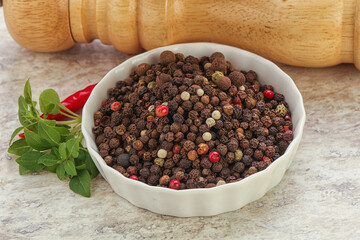 Peppercorn mix heap in the bowl
