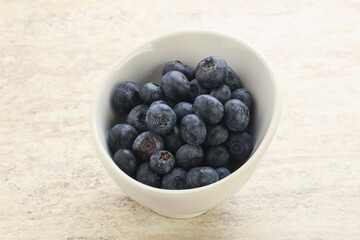 Sweet ripe blueberry heap in the bowl