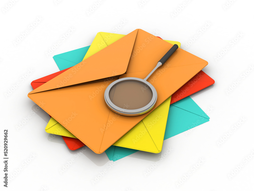 Aufkleber 3d rendering lens on envelope network