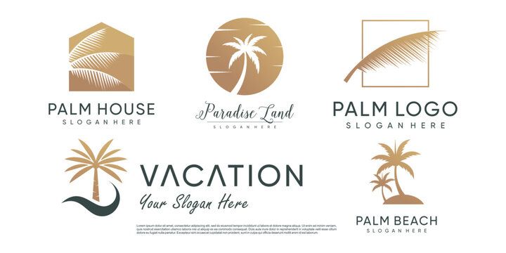 Palm logo design collection with creative element concept idea