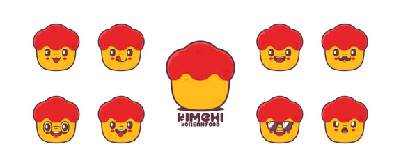 Kimchi cartoon. korean traditional food vector illustration. icon, emoticons, cartoons