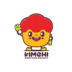 Kimchi cartoon mascot. korean traditional food vector illustration
