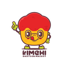Kimchi cartoon mascot. korean traditional food vector illustration