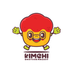 Kimchi cartoon mascot. korean traditional food vector illustration