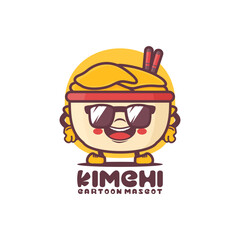 kimchi cartoon mascot. korean traditional food vector illustration