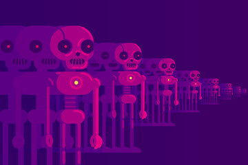 Evil Artificial Intelligence Robot Attack Vector Illustration