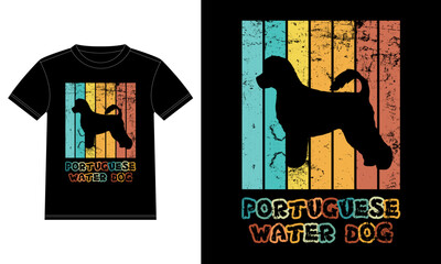 Funny Portuguese Water Dog Vintage Retro Sunset Silhouette Gifts Dog Lover Dog Owner Essential T-Shirt
