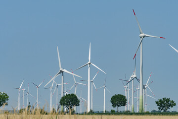 wind power plant near friedrichkoog at the northern sea, seen from büsum, germany