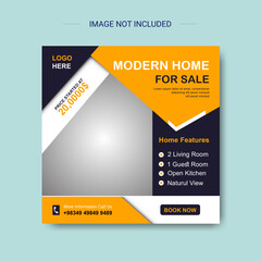 Social media post template design for real estate house sales and home rent