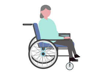 Fototapeta premium 車椅子に乗る女性 お年寄り 老人 介護 ベクターイラスト