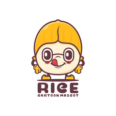 cute rice cartoon mascot. plant seed vector illustration