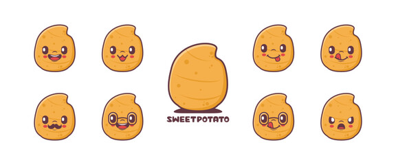 sweet potato cartoon. plant vector illustration. icon, emoticons, cartoons