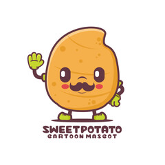 sweet potato cartoon mascot. plant vector illustration