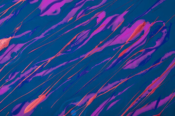 Abstract fluid art background navy blue and purple colors. Liquid marble. Acrylic painting on...