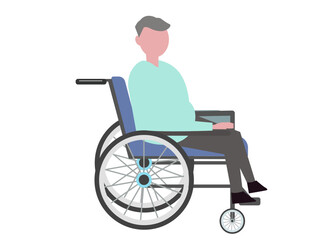 Fototapeta premium 車椅子に乗る男性 お年寄り 老人 介護 ベクターイラスト