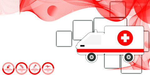 2d illustration Emergency ambulance car
