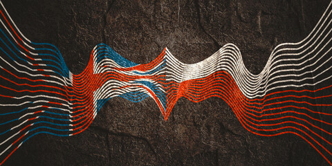 Obraz premium Concept of relationships between United Kingdom and Poland. Waved national flags. Teamwork concept.