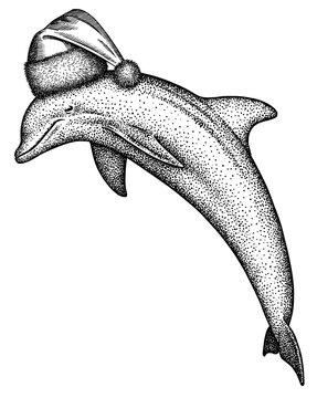 recommend clip art: Vintage engrave isolated christmas saw fish set illustration santa costume killer whale ink sketch. Wild new year hat hammer shark background line dolphin art