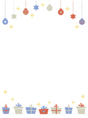 ギフトボックスとオーナメントのイラストの縦型フレーム