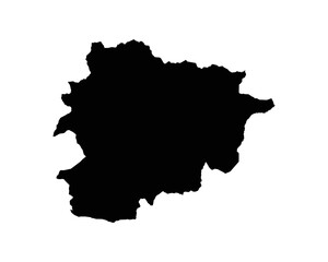 Obraz premium Andorra Map. Andorran Country Map. Black and White National Outline Boundary Border Shape Geography Territory EPS Vector Illustration Clipart
