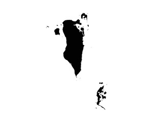 Bahrain Map. Bahraini Country Map. Black and White National Outline Border Boundary Shape Geography Territory EPS Vector Illustration Clipart