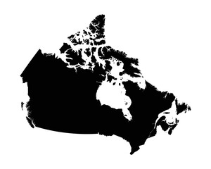 Canada Map. Canadian Country Map. Black and White National Outline Geography Border Boundary Shape Territory EPS Vector Illustration Clipart