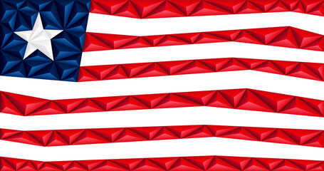 Fototapeta premium Abstract polygonal background in the form of colorful red and white stripes of the Liberian flag. Polygonal flag of Liberia.