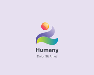 Abstract creative colorful human logo gradient